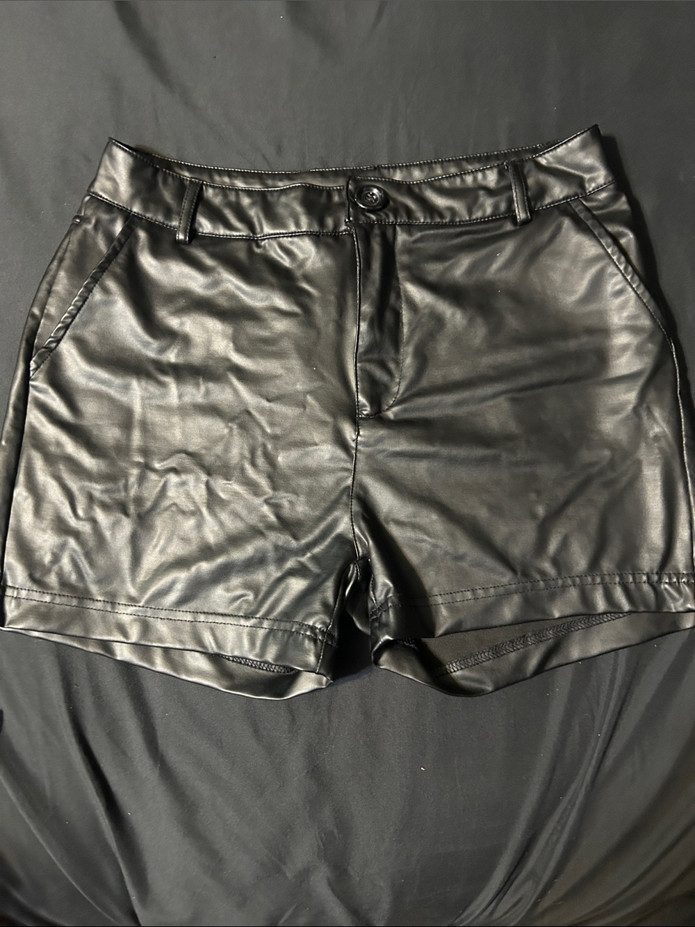 Faux Leather Black Women’s Shorts